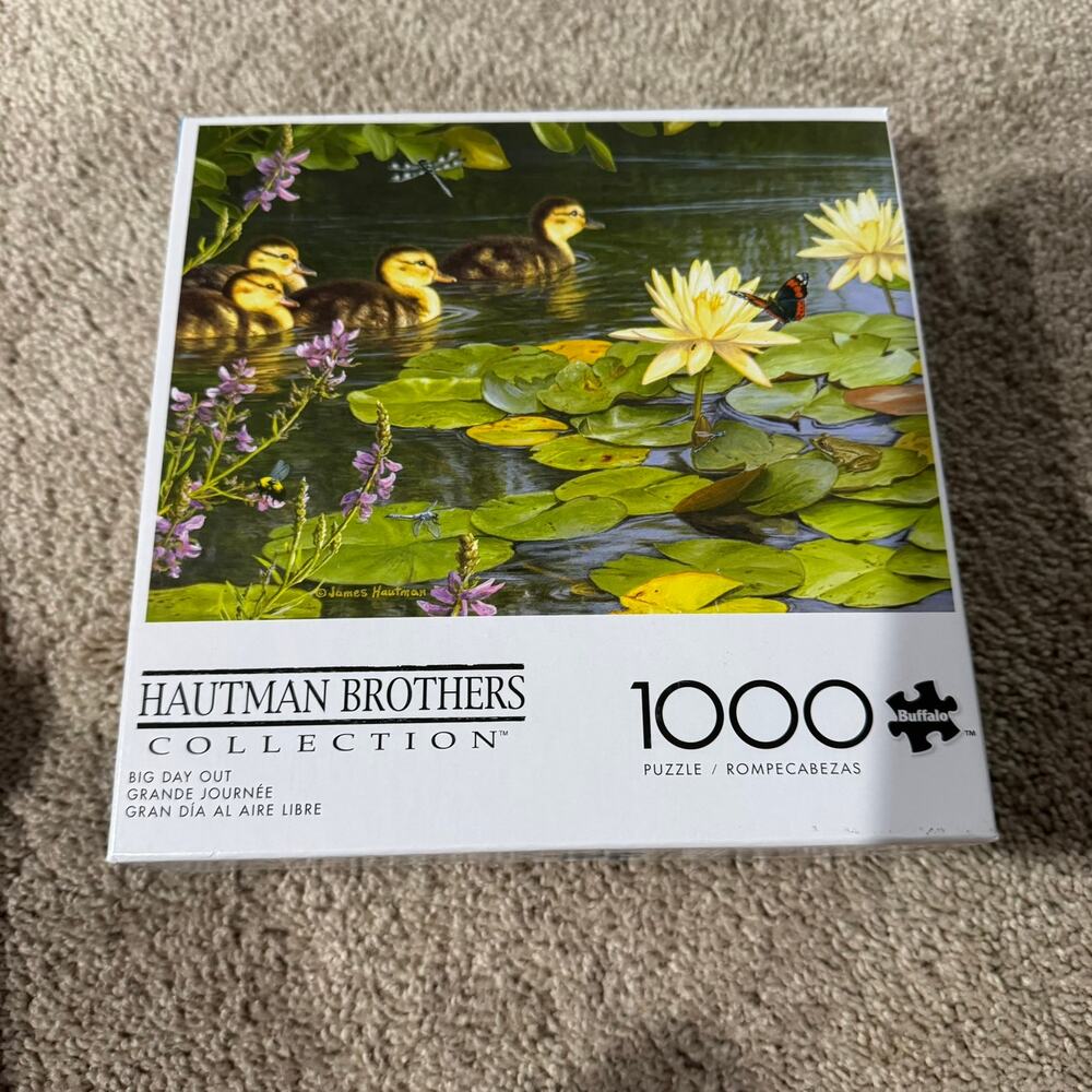 Buffalo 1000 Piece Jigsaw Puzzle Big Day Out Ducks Lilypads Lake Scene Butterfly